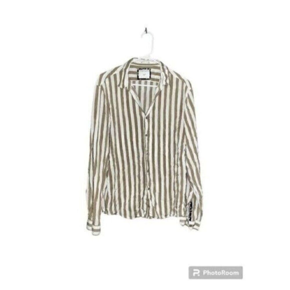 Denim & Flower Brown and White Striped Button Down Shirt